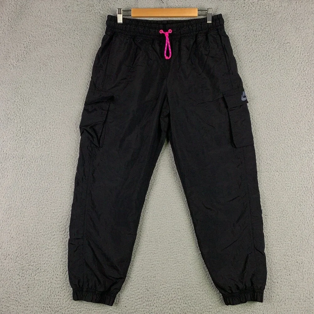 Nike Black Cargo Joggers with Pink Drawstring